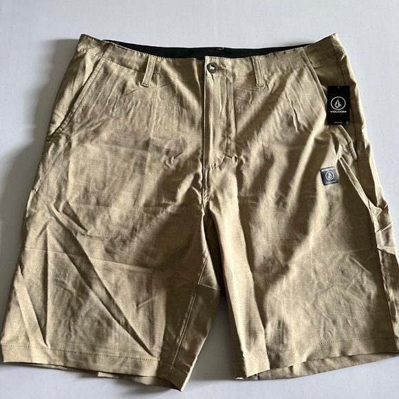 New Volcom Men’s Size 36 Shorts Surf N' Turf 4 Way Stretch Khaki NWT - Picture 8 of 12